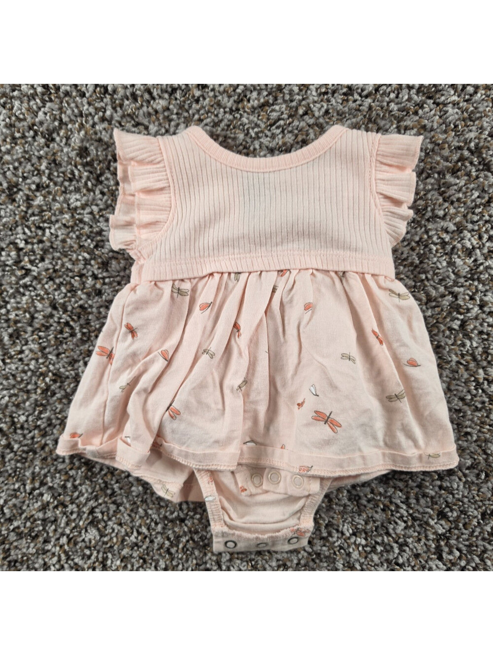 Carters Newborn Baby Girls One Piece Cotton Dress Light Pink Firefly Print